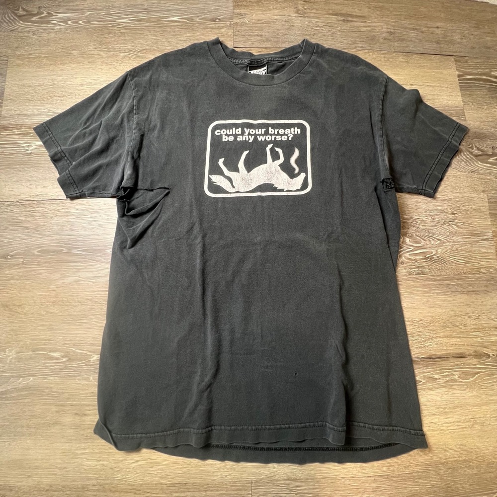 Top Heavy T-Shirt Mens Large Black Graphic Distressed Could Your Breath Be Worse